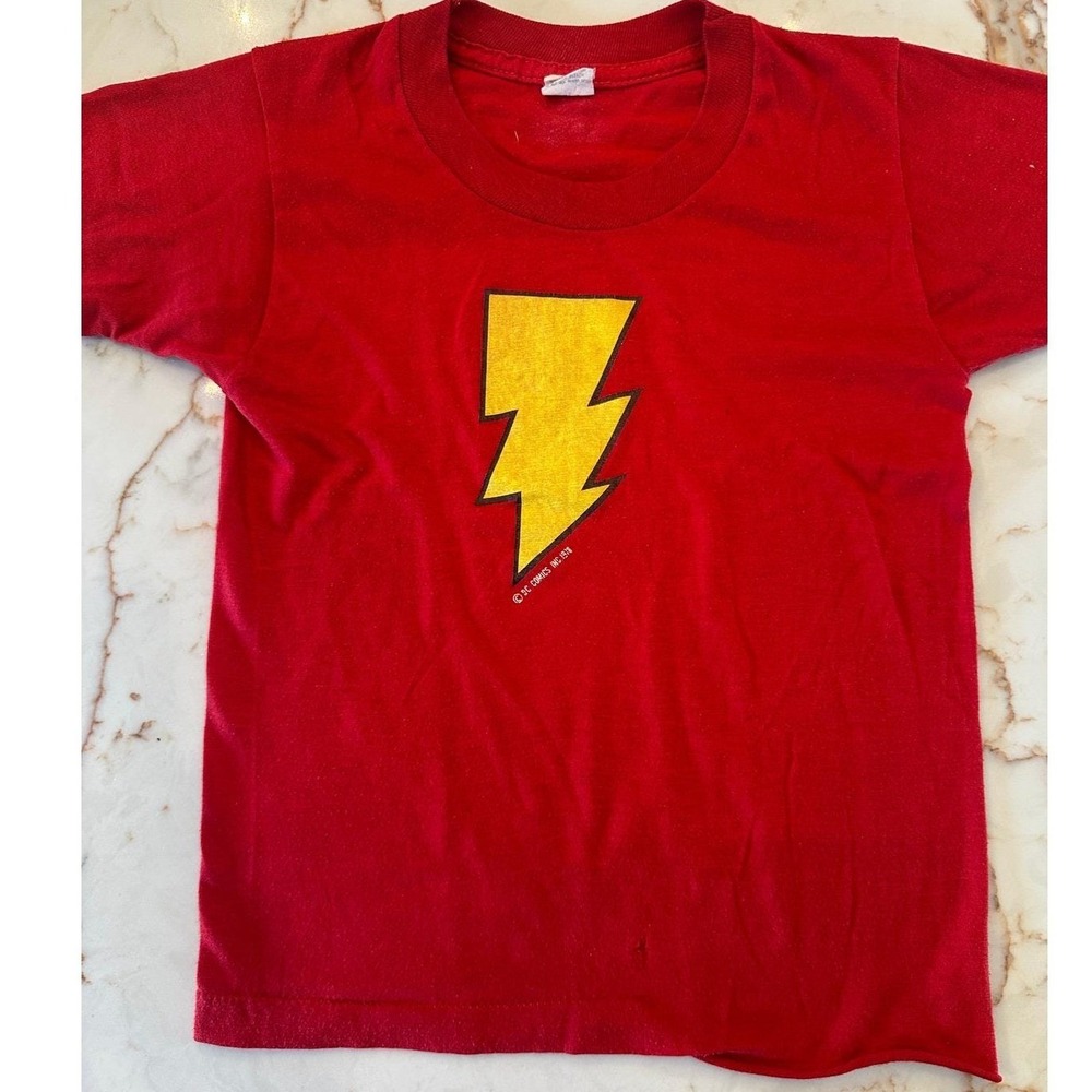 Vintage 1978 DC Comics Shazam Captain Marvel T-Shirt KidsM 6-8 Red Single Stitch